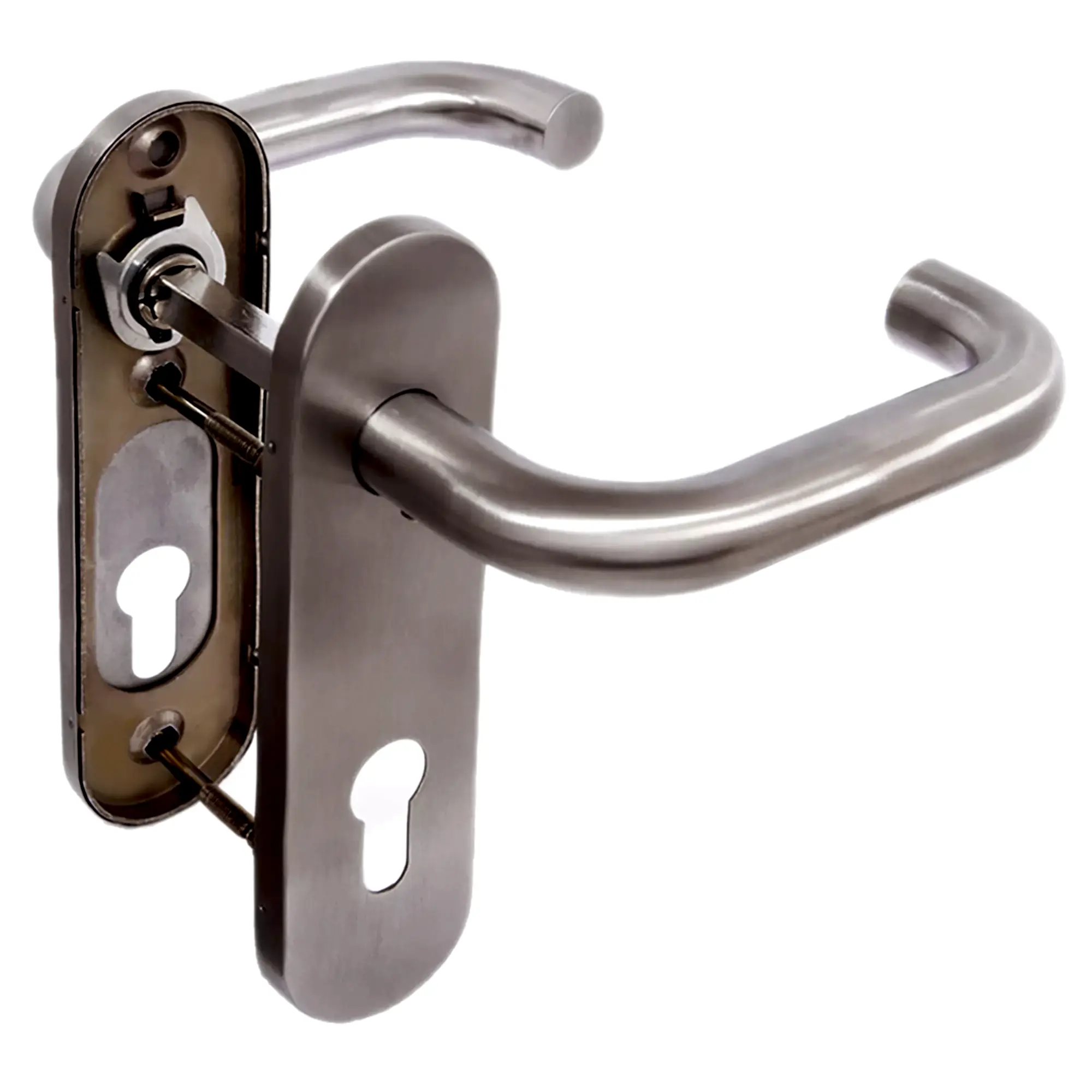 Ручка Fuaro (Фуаро) дверная FP.DH72.0433 SS 201 (DH-0433 SS 201) с пружиной,нержавейка 201, квадрат 9x140 мм 