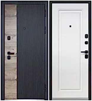 Luxor 2 Дуб Вертикаль Черный кварц, Канадский дуб пацифик / Эмалит белый