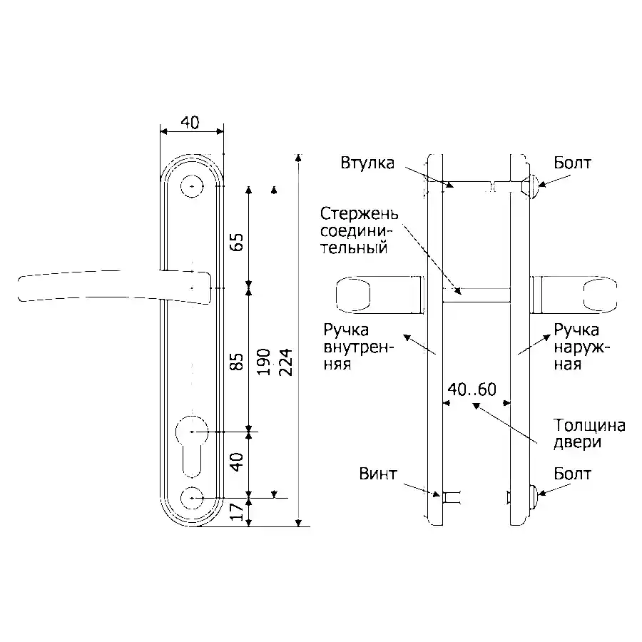 Ручка Guardian (Гардиан) дверная 4132 Вега (черный муар) /124:1:54(9005)/ 